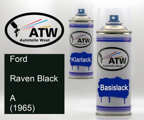 Ford, Raven Black, A (1965): 400ml Sprühdose + 400ml Klarlack - Set, von ATW Autoteile West.